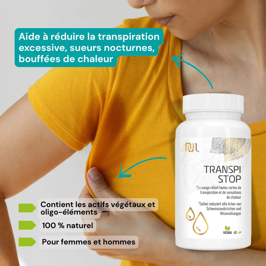 Transpi Stop : complément alimentaire transpiration ex cessive et sueurs nocturnes