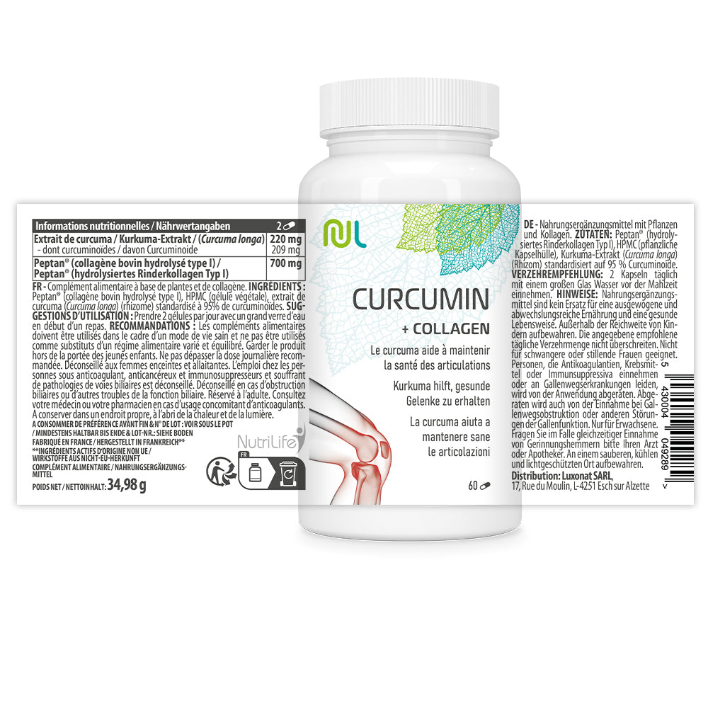 Curcuma e collagene di tipo I – Complesso per l’integrazione quotidiana