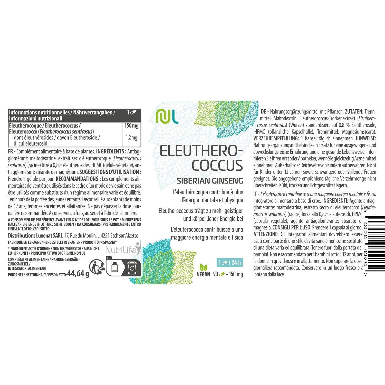 Eleuthérocoque - Ginseng de Sibérie - Stress et fatigue - NutriLife Shop