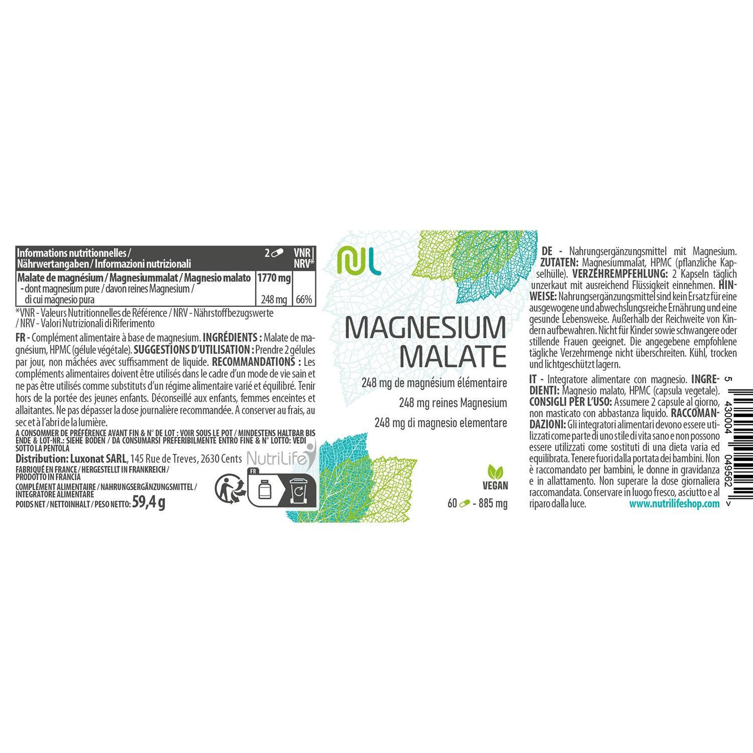 Malate de Magnésium - système nerveux- fatigue - NutriLife Shop
